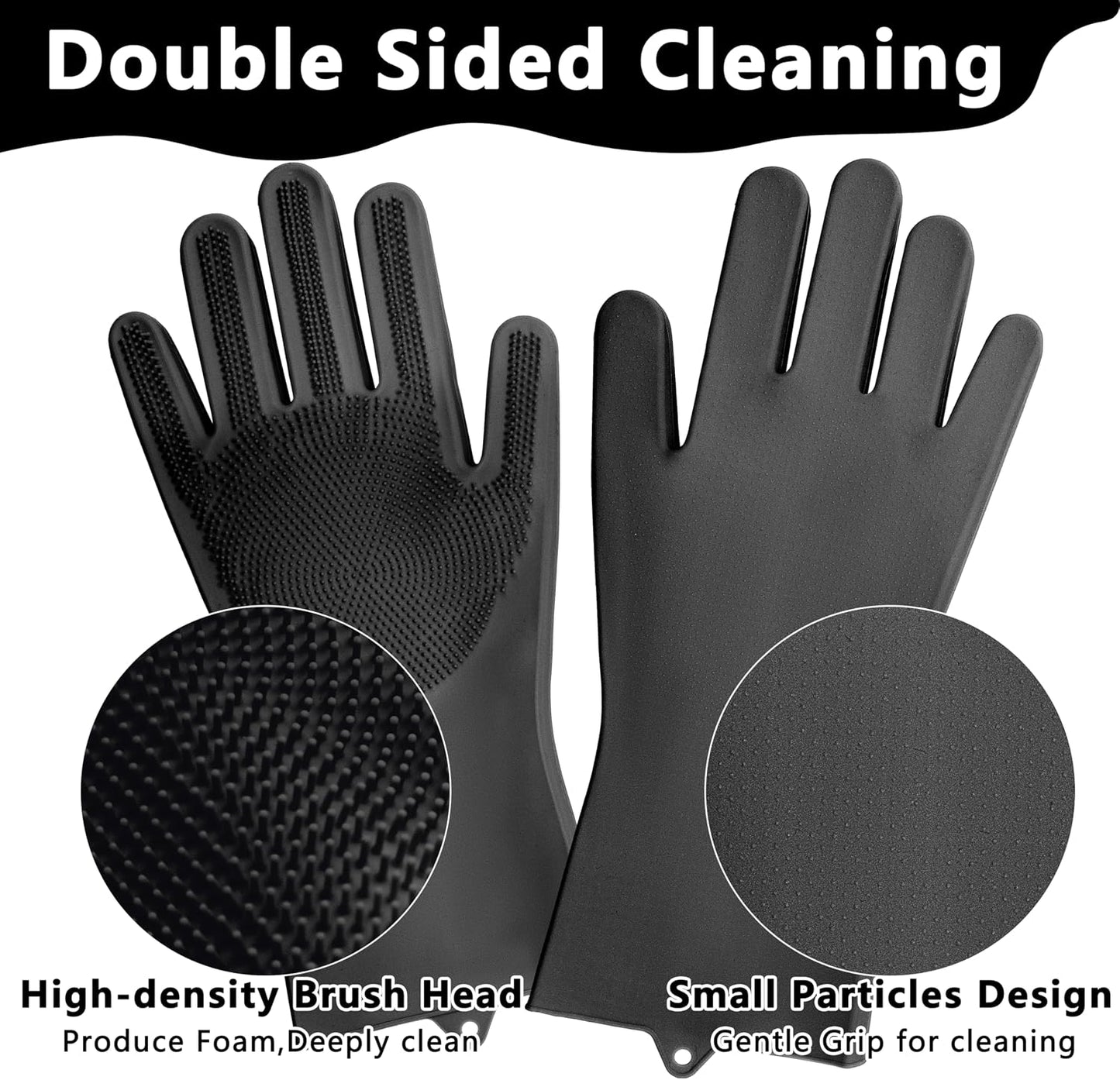 Pet Grooming Gloves—Dog Washing Gloves with High-Density Teeth, Dog Bath Scrubber with Enhanced Five Finger Design, Silicone Gloves for Dogs and Cats Bathing, Massage (Dark)