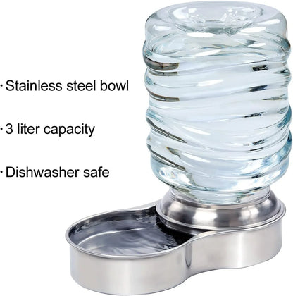 Stainless Steel Pet Water Fountain for Dogs and Cats with Automatic Gravity Dispenser