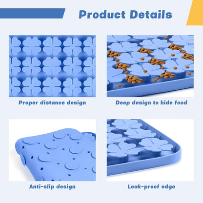 Dog Lick Mat, 23.6"X 15.7" Large Silicone Snuffle Mat with Suction Cups, Slow Feeder for Small Medium Large Dogs Slow Eating, Boredom Reducer (Blue)