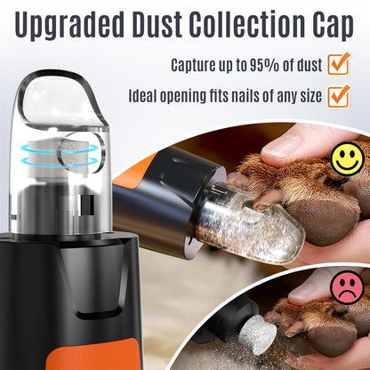 New 6-Speed Dog Nail Grinder - 50% More Power Dog Nail Trimmers with 2 LED Lights Quiet 7H Running Time Electric Pet Nail Grinder File Toenail Grinder for Large Medium Small Dogs & Cats (OR)