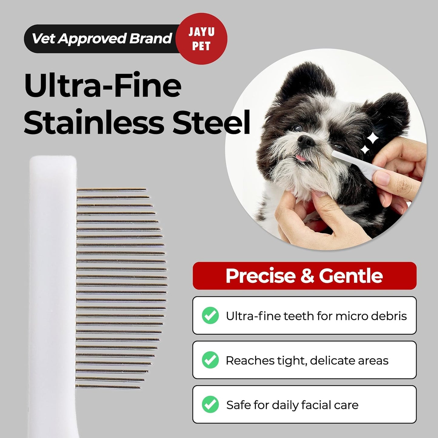 Facial Grooming Comb | Dog Eye Combs, Stress-Free Eye Gunk Remover for Dogs & Cats, Pet Facial Brush, Cat Grooming Kit