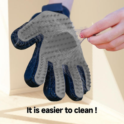 Pet Hair Removal Glove for Dogs & Cats, 2-Pack Gray | 2-In-1 Deshedding Brush and Massage Mitt for Shedding Control, Bathing and Washing, Safe for Short or Long Hair Pets
