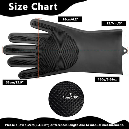 Pet Grooming Gloves—Dog Washing Gloves with High-Density Teeth, Dog Bath Scrubber with Enhanced Five Finger Design, Silicone Gloves for Dogs and Cats Bathing, Massage (Dark)