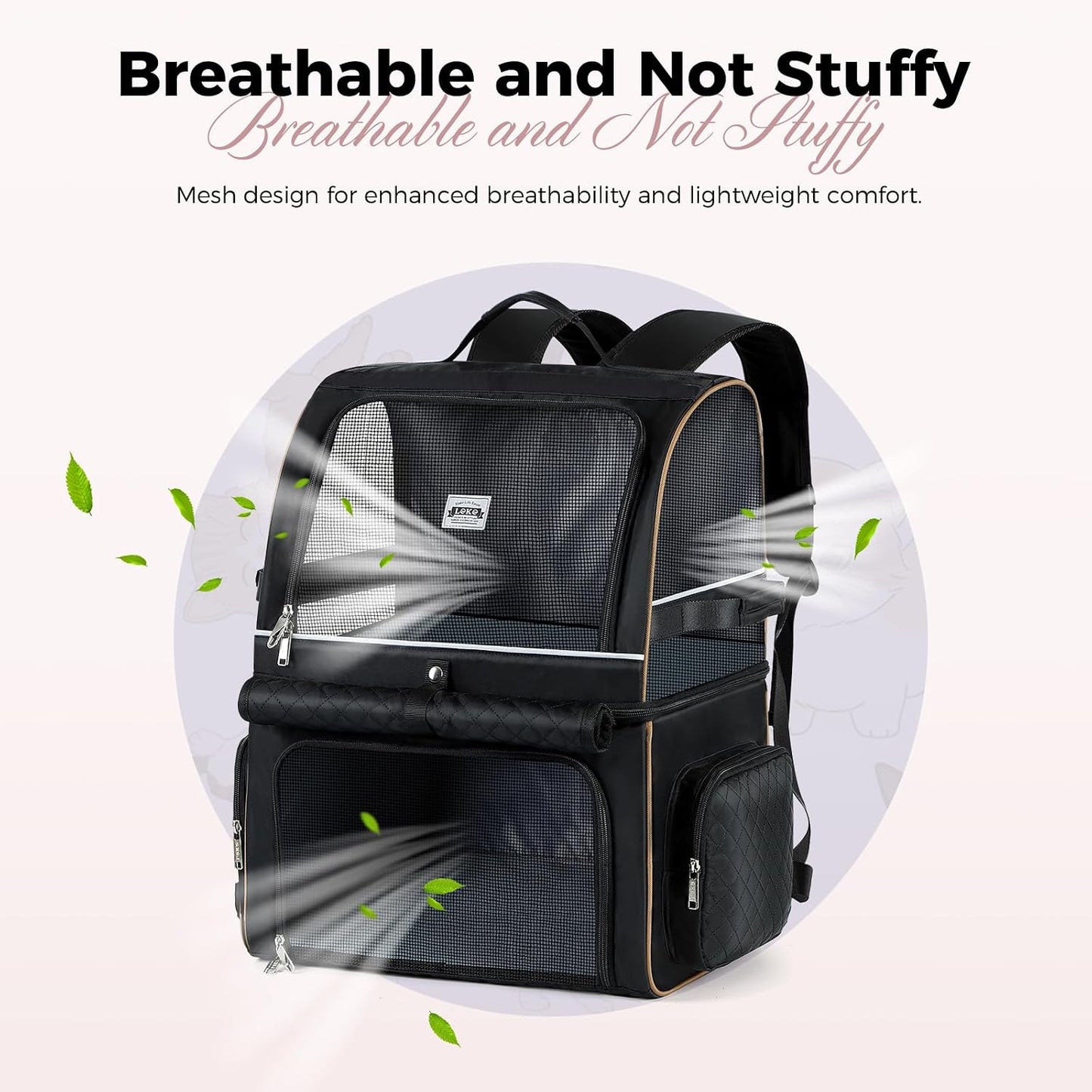Double Cat Backpack Carrier for 2 Cats, Double-Compartment Pet Carrier Backpack for Two Small Cat or One Medium Cat, Cats Carrier Backpack Dog Carrier Backpack Fits up to 24 Lbs,Black