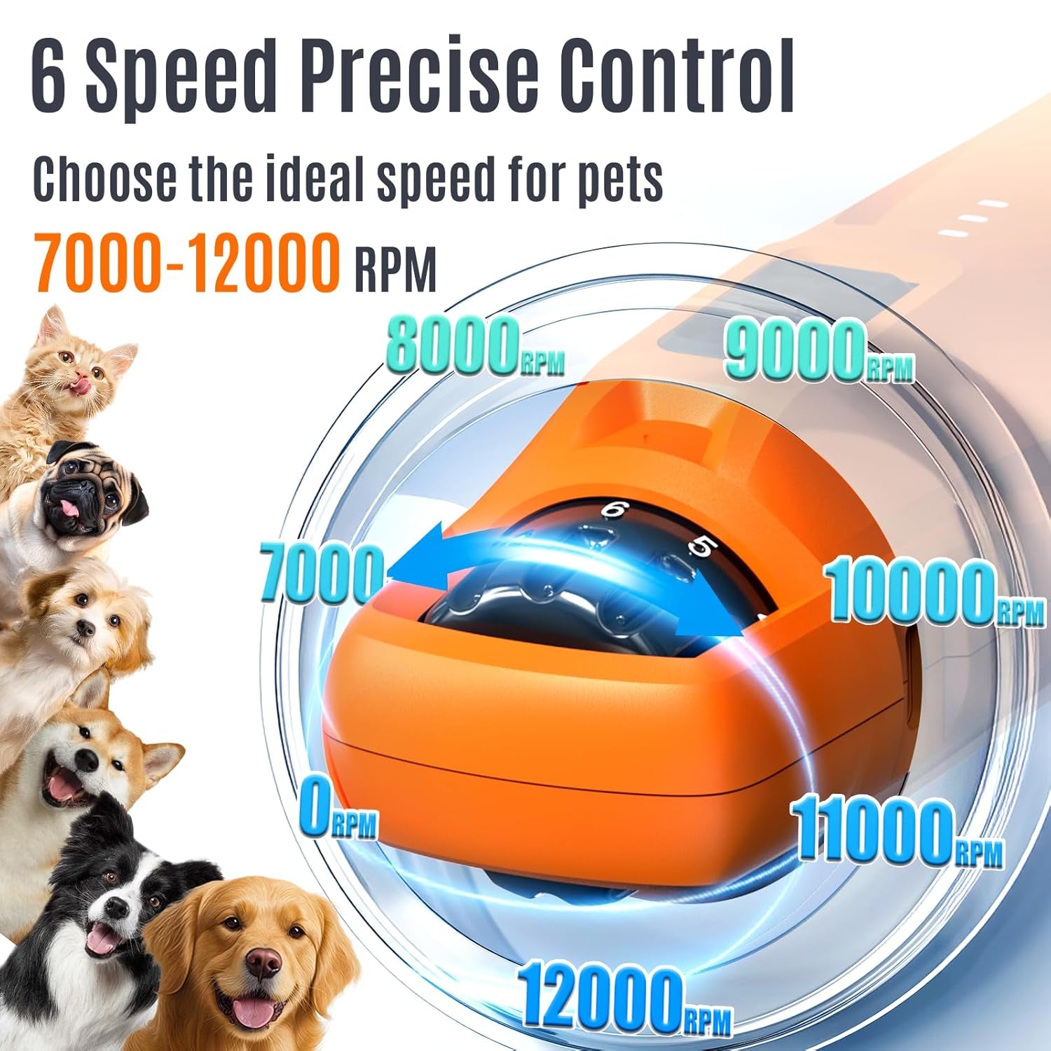 New 6-Speed Dog Nail Grinder - 50% More Power Dog Nail Trimmers with 2 LED Lights Quiet 7H Running Time Electric Pet Nail Grinder File Toenail Grinder for Large Medium Small Dogs & Cats (OR)