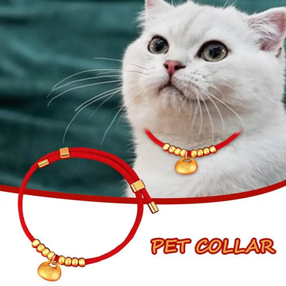 New Year Pet Collar Adjustable Dog Collar Chinese Gold Ingot Pet Collar New Year Necklace Cute Pet Costume Supplies Cat Collar