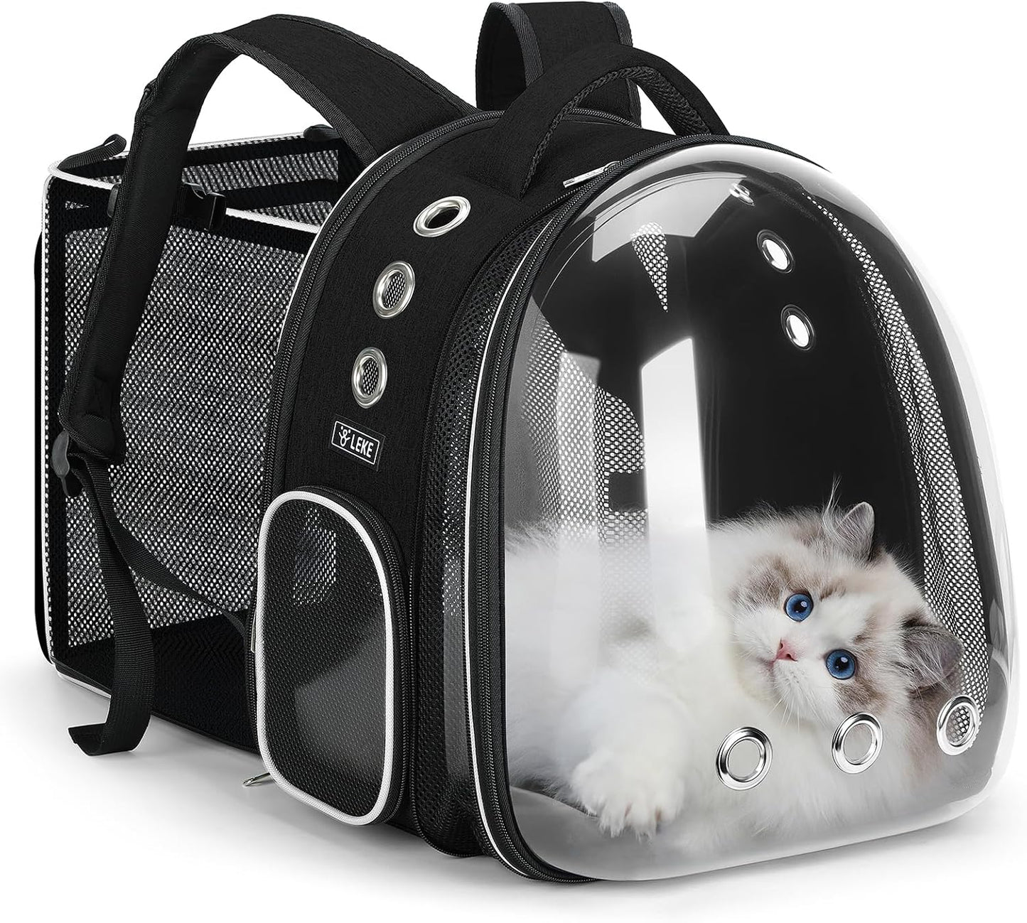 Cat Backpack Carrier, Expandable Large Space Cat Bubble Backpack for Kitty Small Dog up to 18Lbs, Transparent Pet Carrier for Travel, Hiking