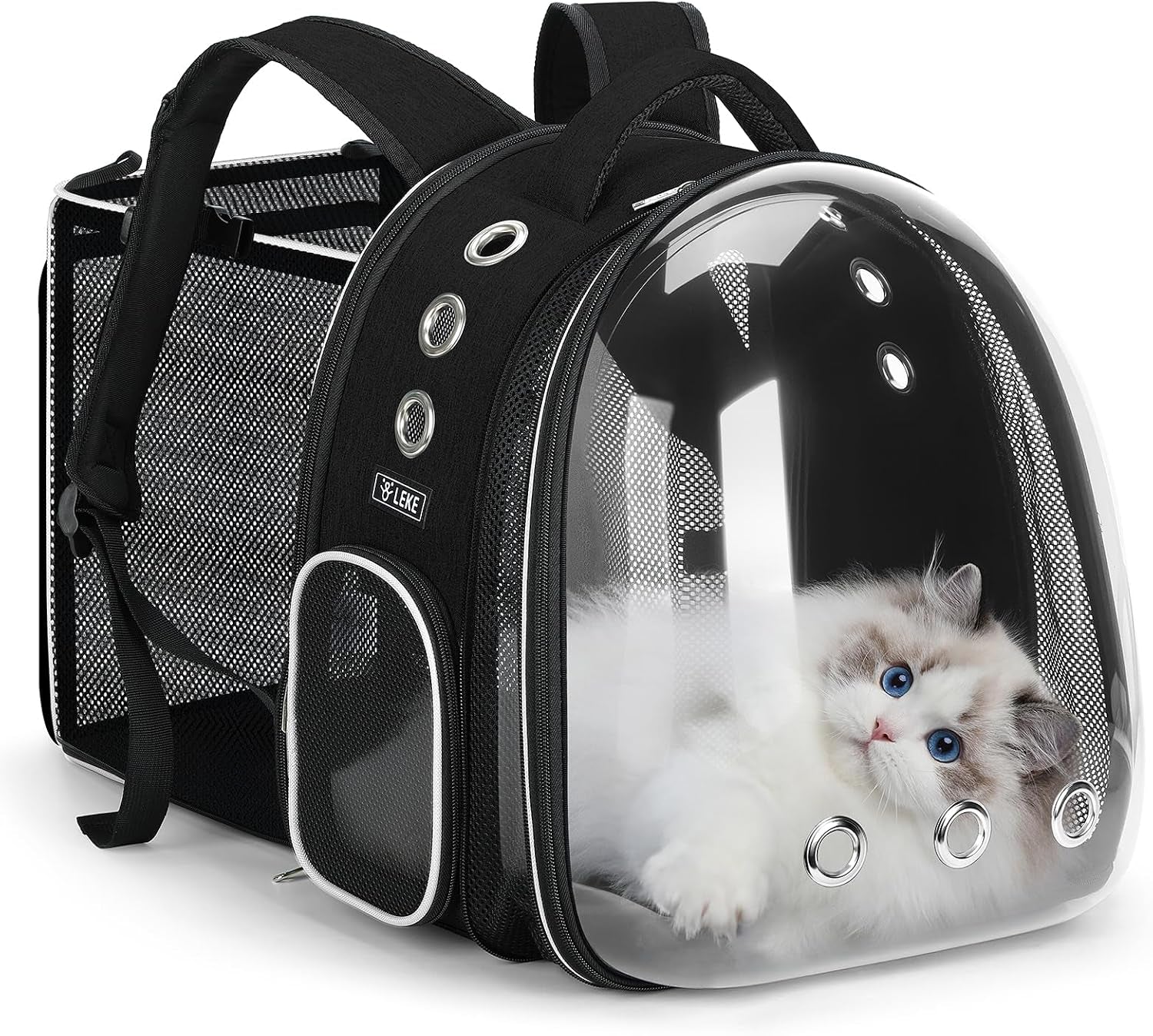 Cat Backpack Carrier, Expandable Large Space Cat Bubble Backpack for Kitty Small Dog up to 18Lbs, Transparent Pet Carrier for Travel, Hiking