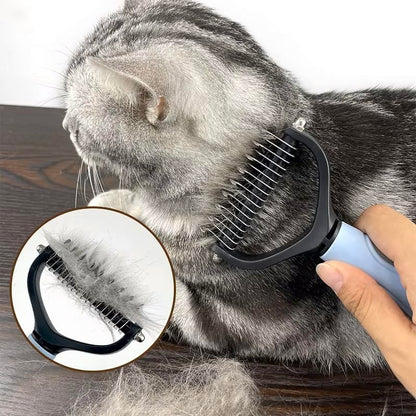 2-Sided Dematting & Deshedding Comb for Dogs & Cats – Undercoat Detangler Brush for Shedding, Matted Hair & Fur Remover Tool, Ergonomic Handle for Stress-Free Pet Grooming (Orange)